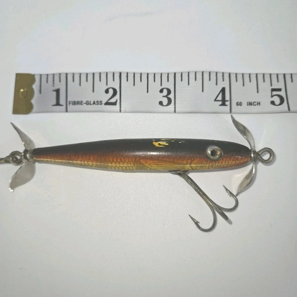 Vintage Shakespeare Slim Jim Honor Built Wood‎ Fishing Lure Propeller USA 4.5 In